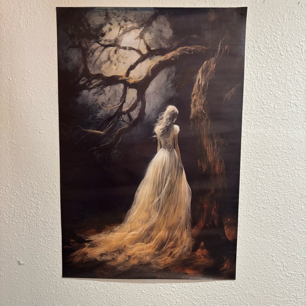 Dark Gothic Woman Forest Canvas Wall Art Print 16x24 Unframed